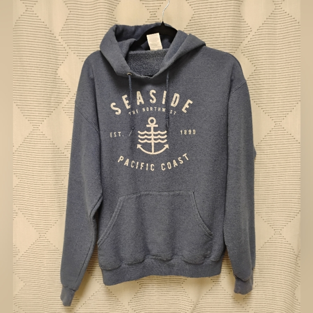 Seaside The Northwest Pacific Coast Men's Blue Hoodie Size Medium